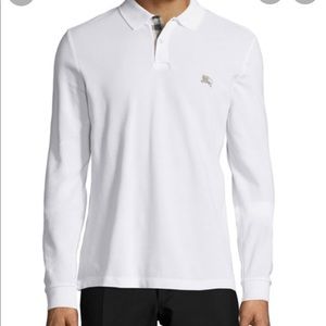 Burberry mens long sleeve white polo